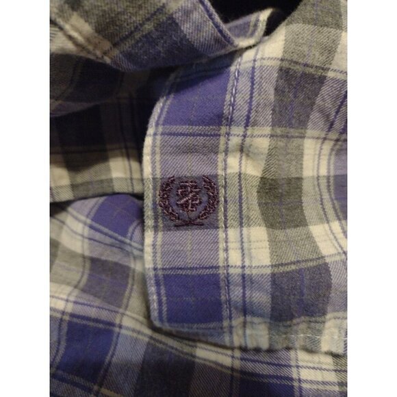 NWT New IZOD Women's Large L Cotton Button Up Shirt Purple Gray Long Sleeve - Picture 2 of 15